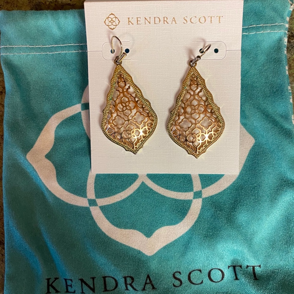 Addie Gold Drop Earrings In Rose Gold Filigree Mix